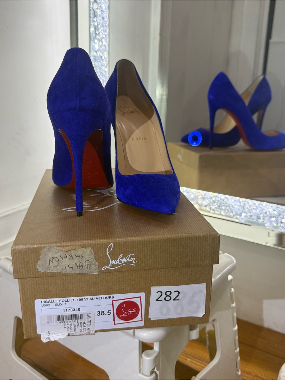 Christian Louboutin Pigalle Follies 100 Suede Pumps in Royal Blue